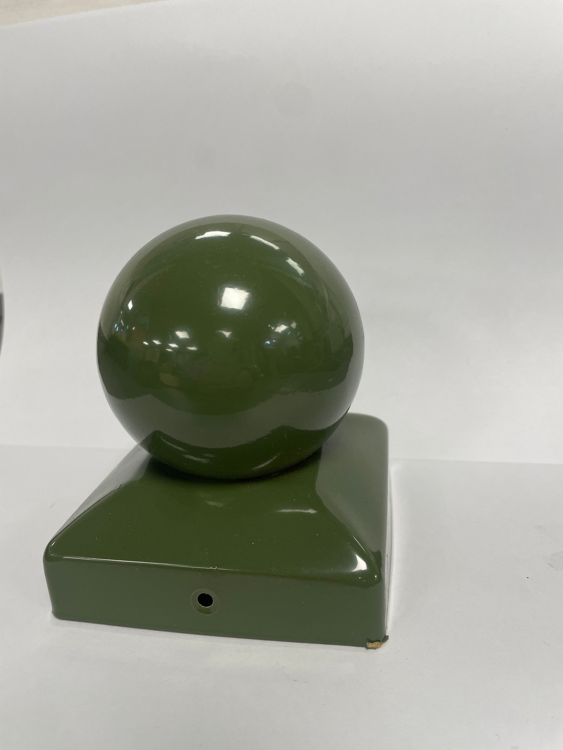 Square base, ball top post cap in our 'Olive Green'