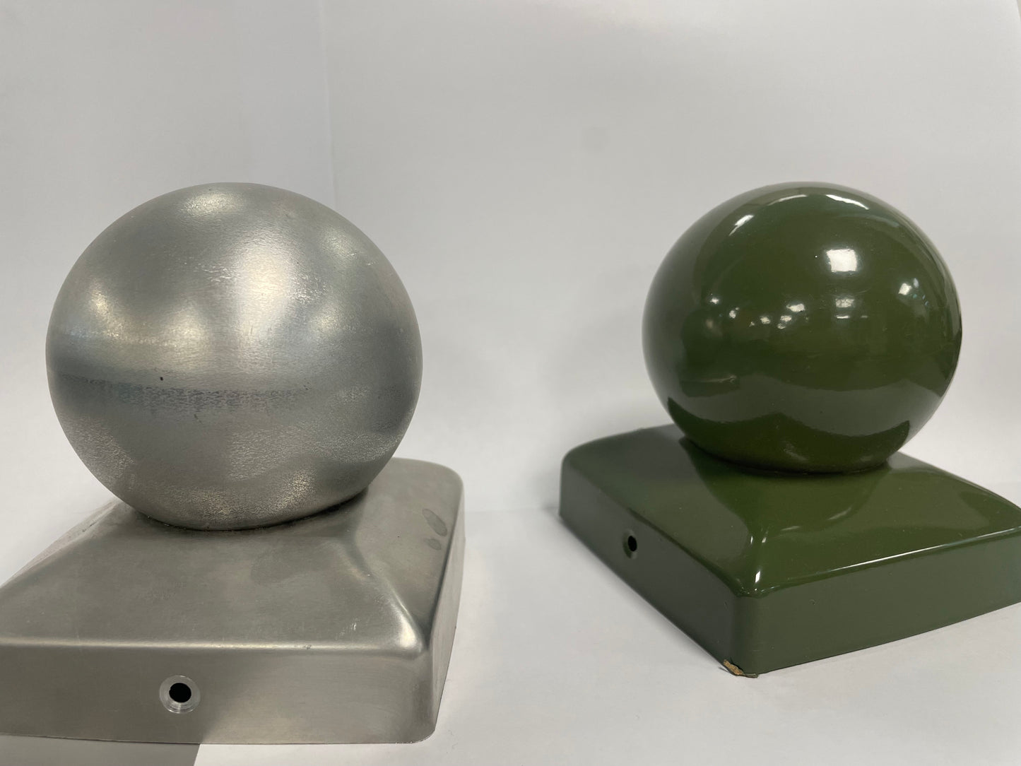 Square base ball top post cap in 'Unpainted' and painted in our 'Olive Green'